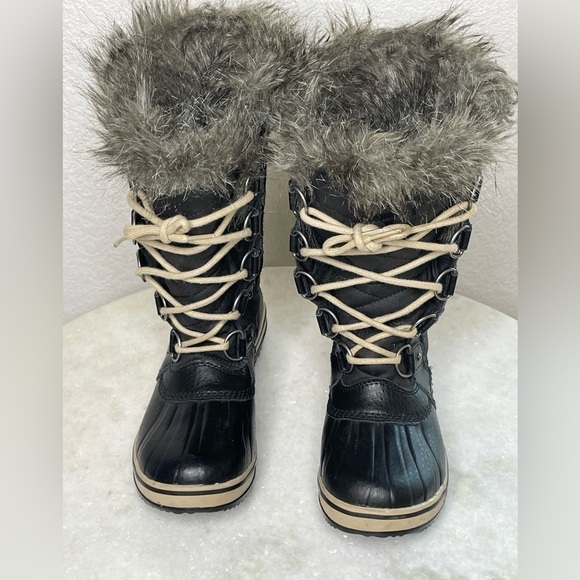 SOREL boots leather fur lined Tofino II waterproof sz 6 EU 37 black canv… - Picture 1 of 11
